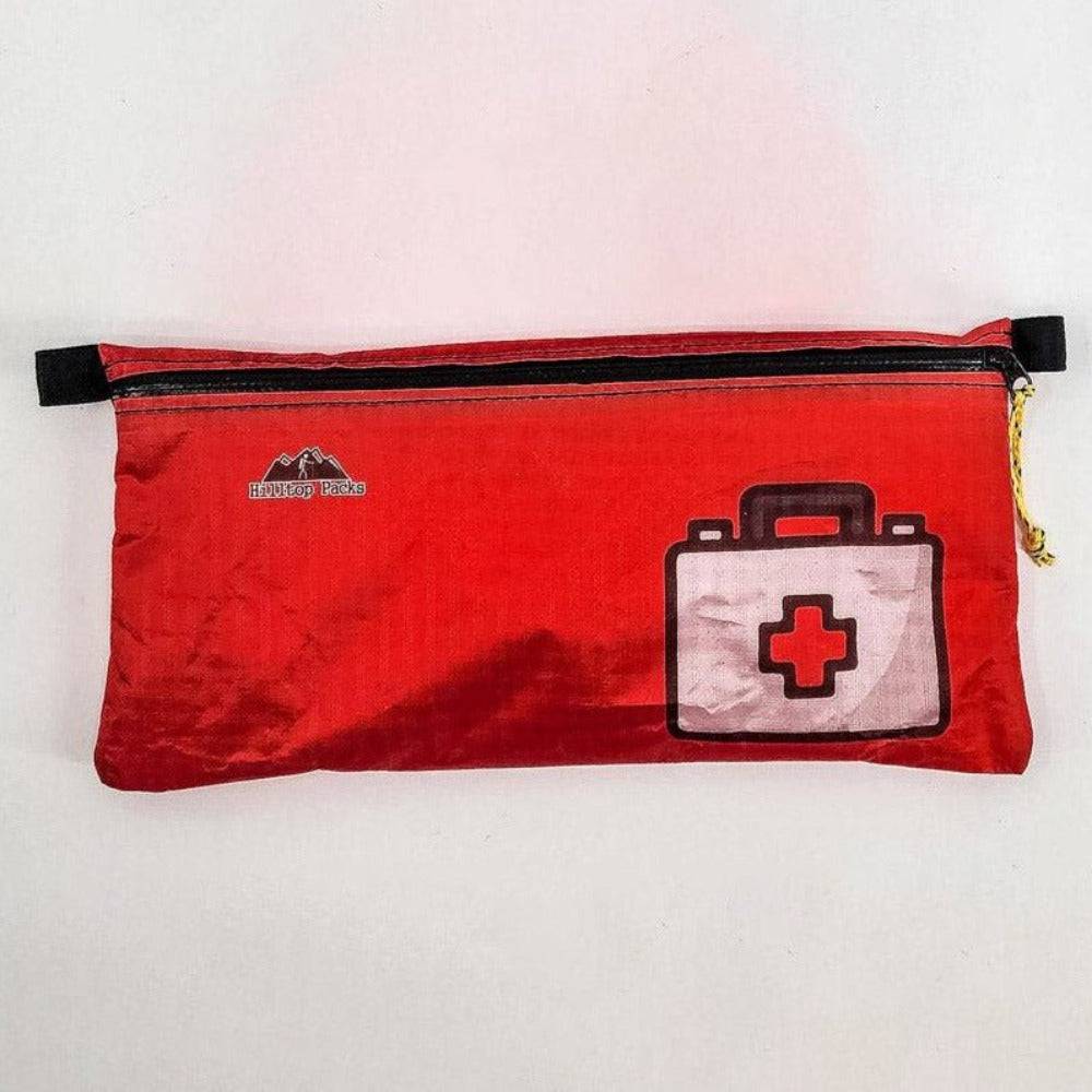 Hilltop Packs LLC - Ultralight Zipper Pouches - Classic Patterns - Challenge D50T Fabric - Red, med kit 1, large