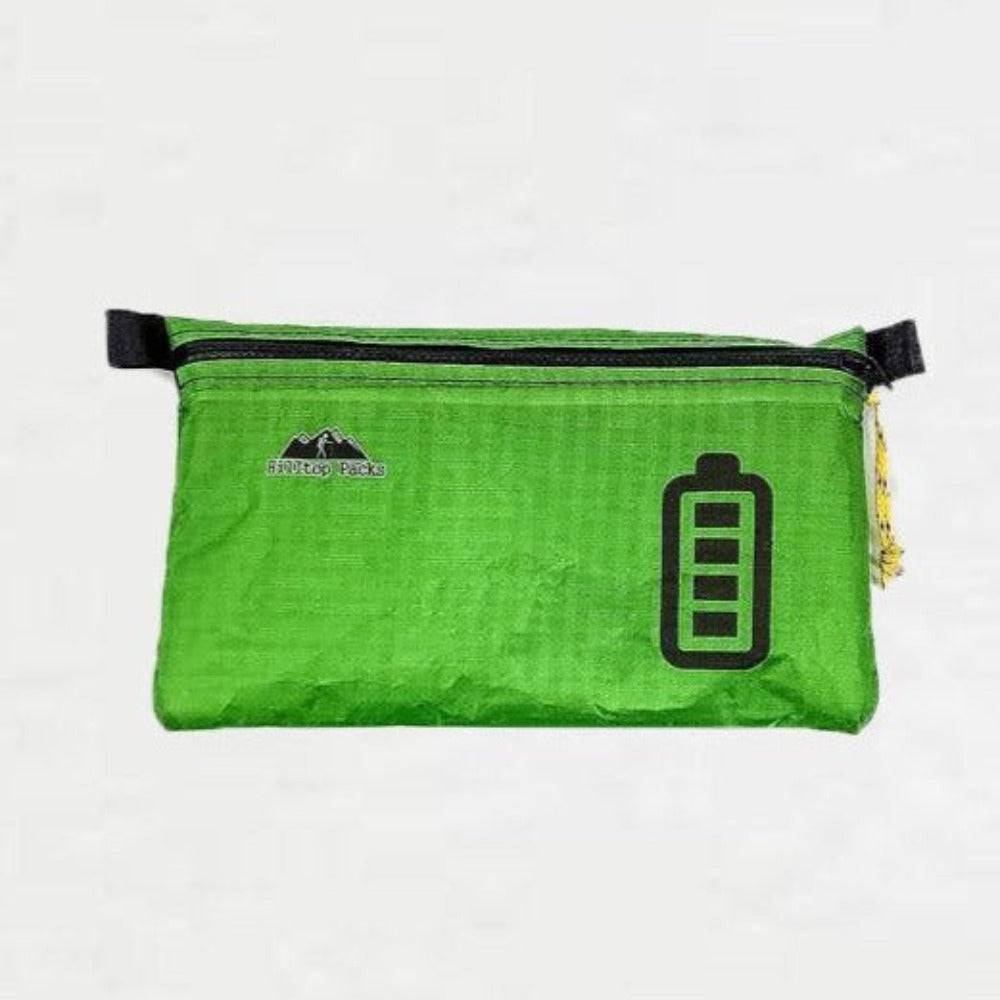 Hilltop Packs LLC - Ultralight Zipper Pouches - Classic Patterns - Challenge D50T Fabric - Green, batteries, small