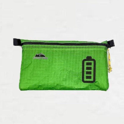 Hilltop Packs LLC - Ultralight Zipper Pouches - Classic Patterns - Challenge D50T Fabric - Green, batteries, small
